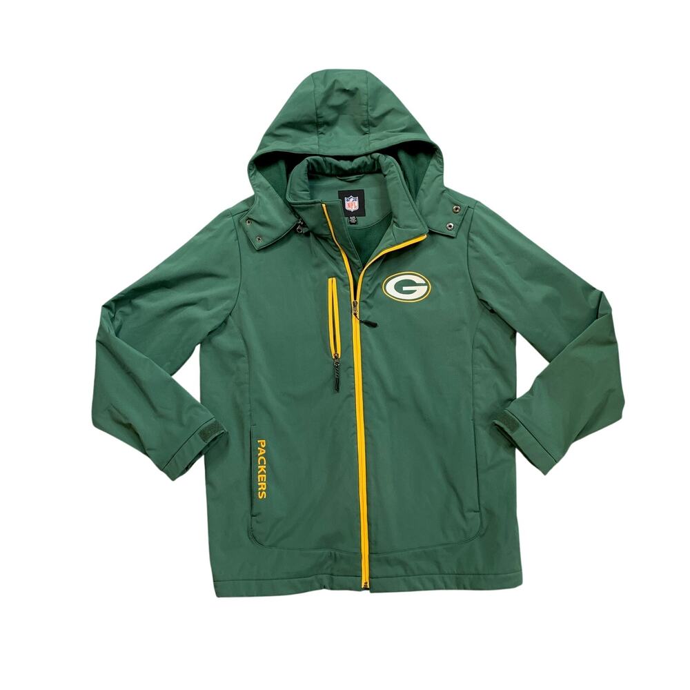 Green Bay Packers Jacket Mens XL Green NFL Full Zip Fleece Lined Hooded NFL